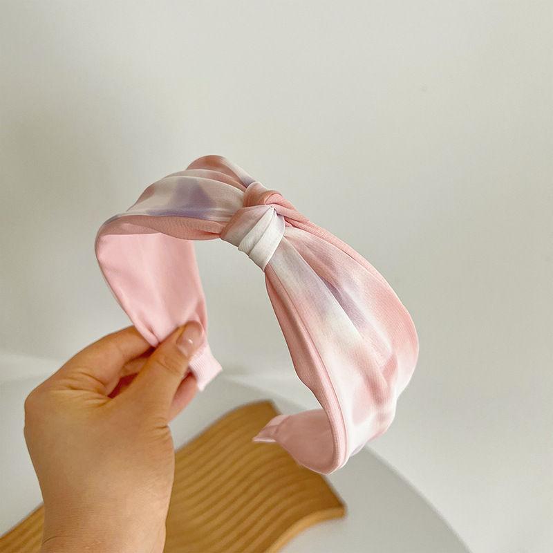 Cross Wide Simple Headdress Satin Chiffon Fabric Knotted Edge Headband Hair Accessories