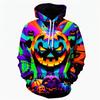 Мода на Хэллоуин с капюшоном с рисунком тыквы для мужчин, забавная повседневная толстовка с длинными рукавами и 3D-принтом, свободный свитер с капюшоном