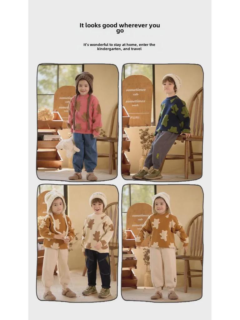 Утолщенный детский вязаный свитер из серии Winter Mountain 2024