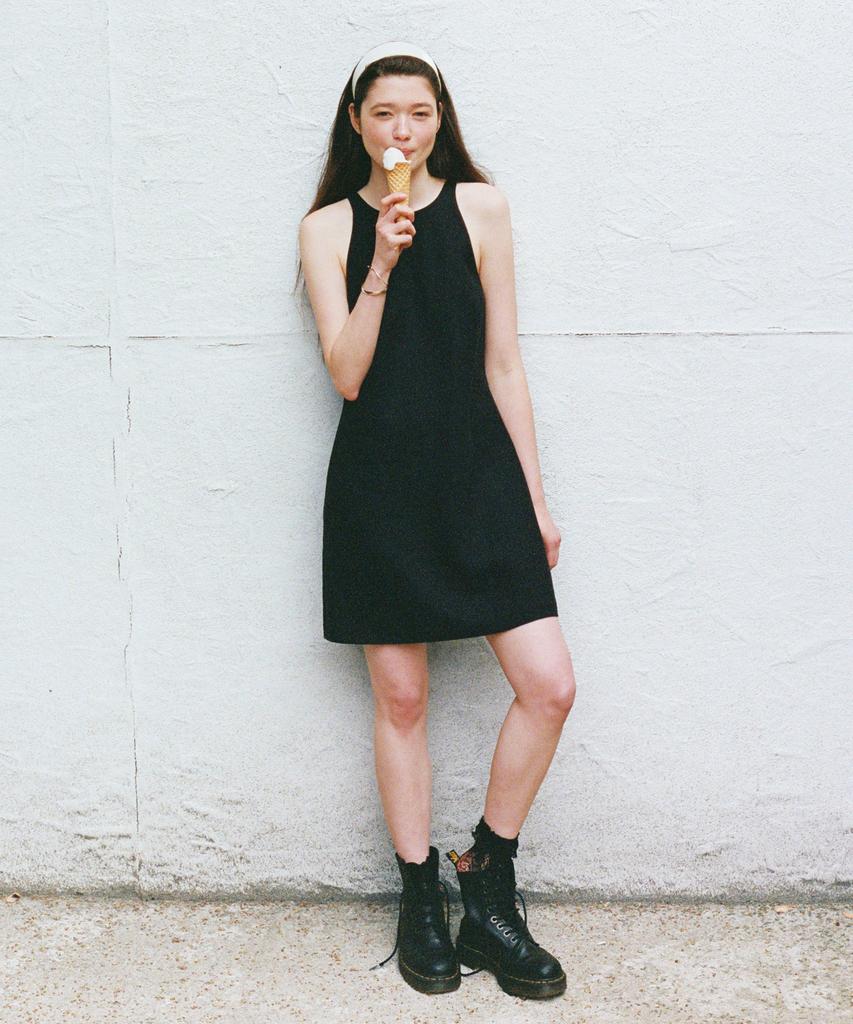 Ceme Minimal Linen Dress(Bk)