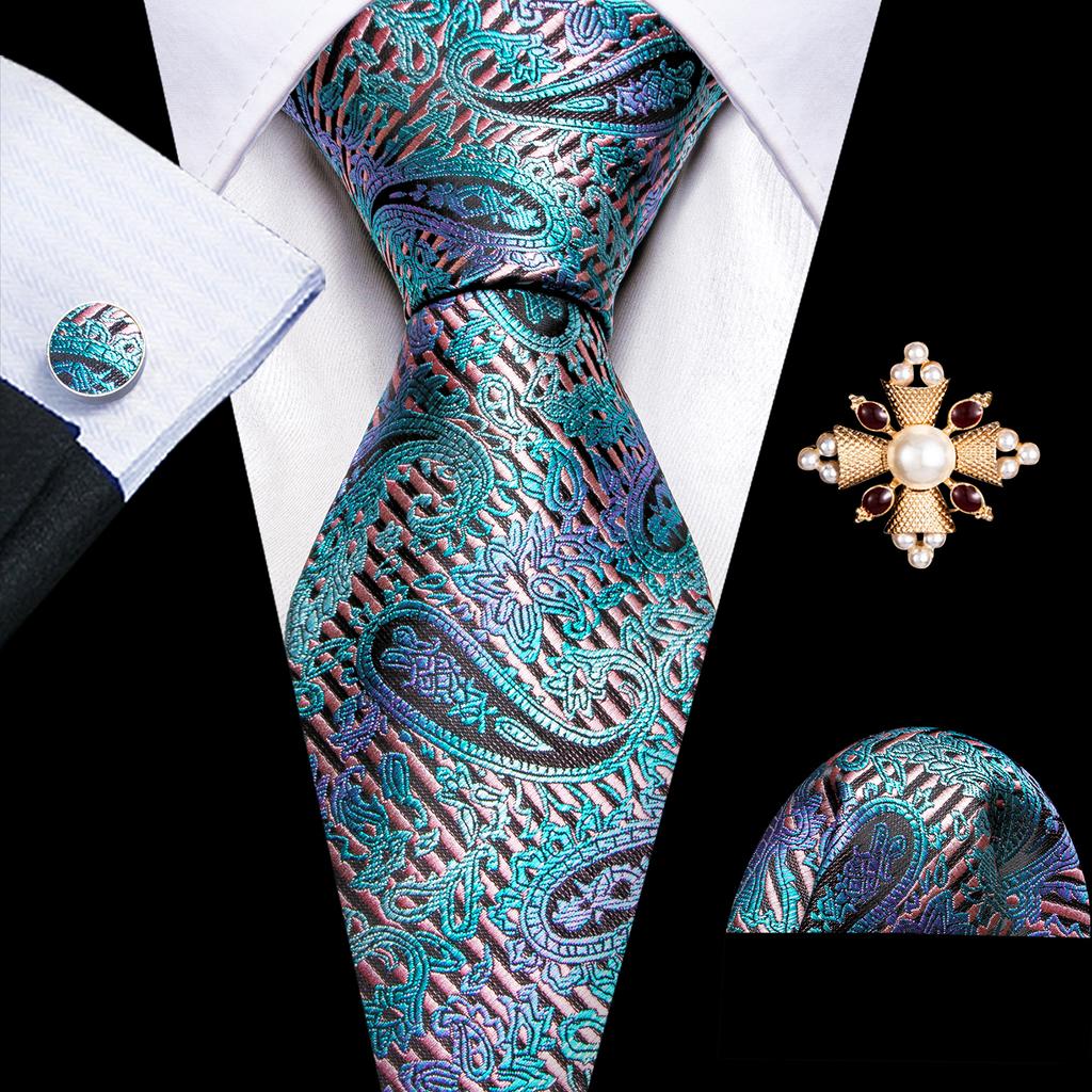 Комплект для мужчин: галстук, брошь и карманный платок