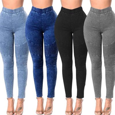 Женские леггинсы, джинсы с высокой талией, спортивные штаны для бега, йоги, джинсовые узкие брюки, женские эластичные брюки-карандаш