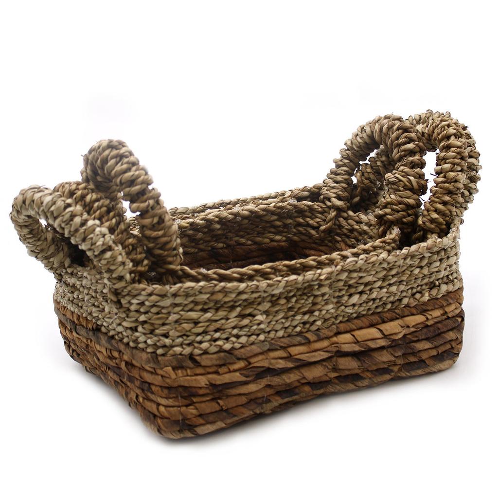 Seagrass Baskets Set of 3, Square Banana Leaf