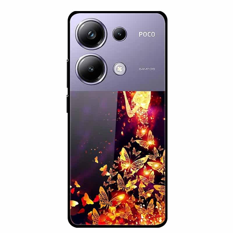 Красочный эстетичный чехол из закаленного стекла для Redmi 12 5G и POCO M6 PRO