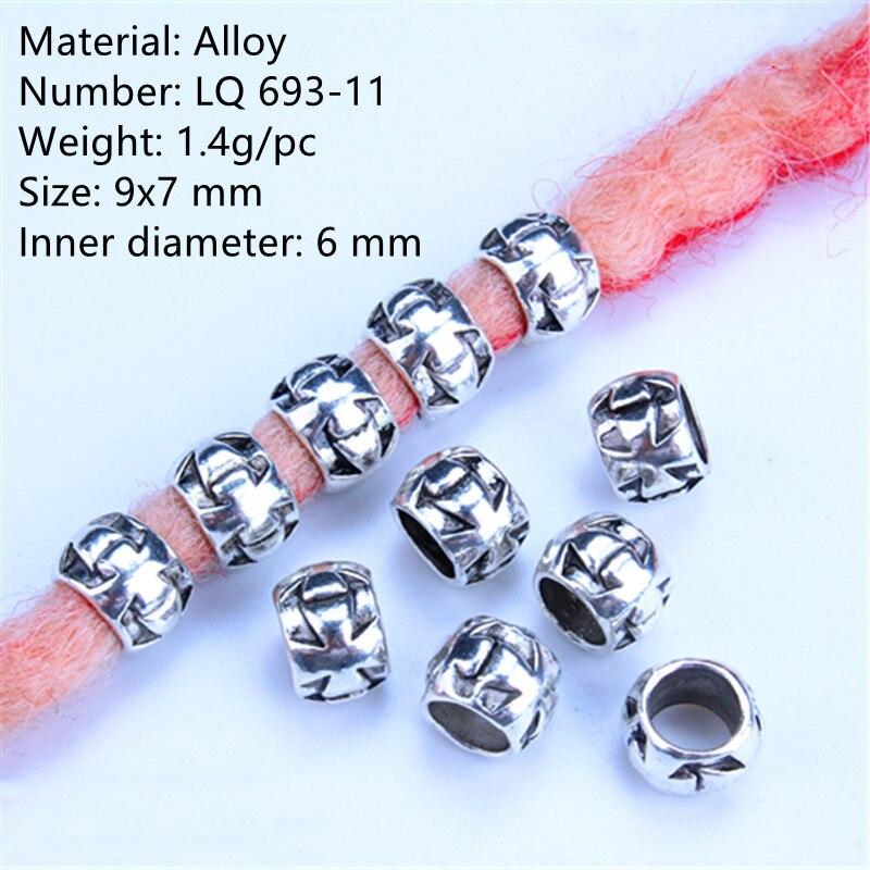 5pcs/bag Silver Metal Hair Rings Braid Dreadlocks Bead Hair Cuffs Dread Tube Charm Dreadlock for DIY Hair Accessaries