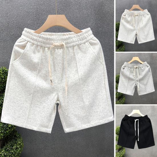 Men Sports Shorts with Elastic Waist Straps Summer Casual Shorts Leisure Work