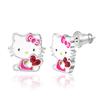 Серьги-пусеты Hello Kitty Sanrio с кристаллами с серебряным покрытием для официально лицензированных кристальных серег Hello Kitty, Женские, Ювелирные изделия., Латунь,