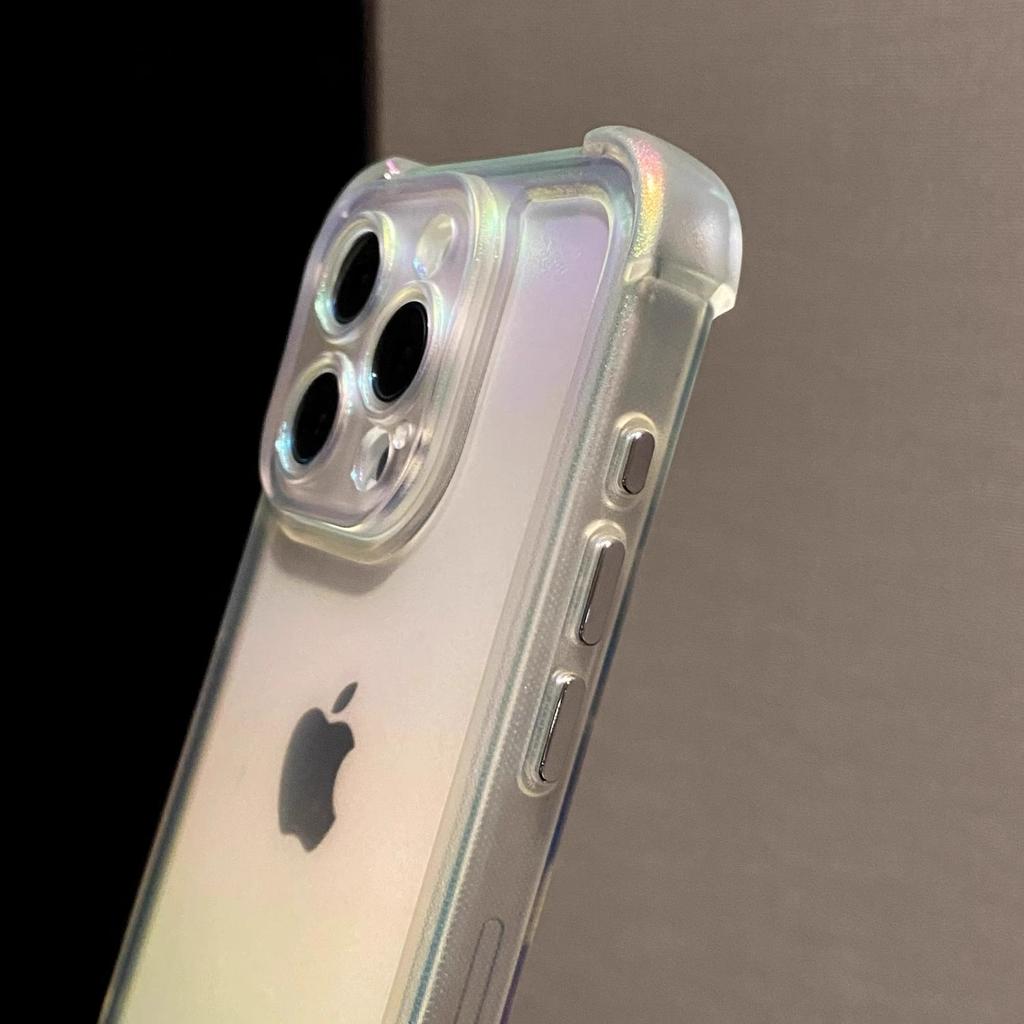 Luxury Laser Rainbow Transparent Matte Phone Case For iPhone 16 Pro Max 15 14 13 12 11 Plus Soft Shockproof Bumper Cases Cover