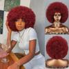 Afro Women Short Kinky Curly Red Wine Wig Synthetic Fiber Natural Curly Daily Wear Cosplay Fluffy Curly Wig