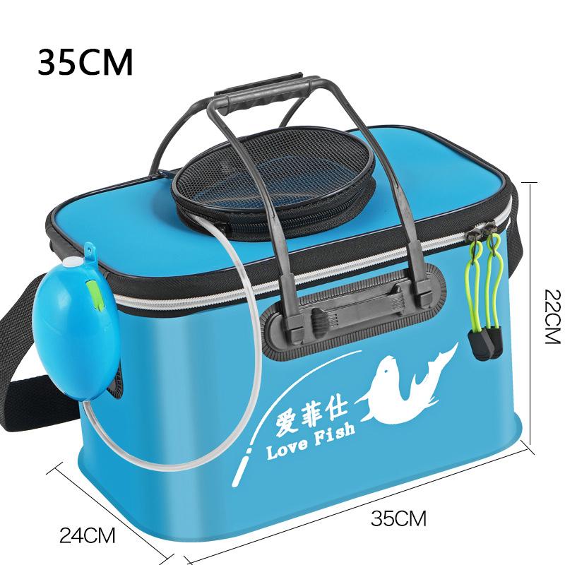 Foldable Wear-resistant Waterproof EVA Fishing Barrel Fishing Box Tools Box Optional Rechargeable Oxygen Pump 30cm/35cm/40cm/45cm/50cm Size Choices