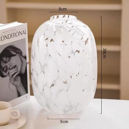 Big bellied round glass vase Original color snowflake water nurturing hanging clock flower vase home floor decor glass ornament