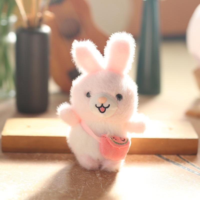 Soft Crystal Plush Dog Keychain Cute Bunny Plush Toy With Pp Cotton Filling