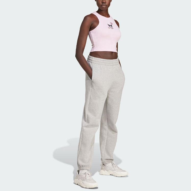 Adidas Оригинальные спортивные топы на бретелях Hello Kitty X Kuromi с графическим принтом и круглым вырезом, женские топы, прозрачно-розовые JG8051
