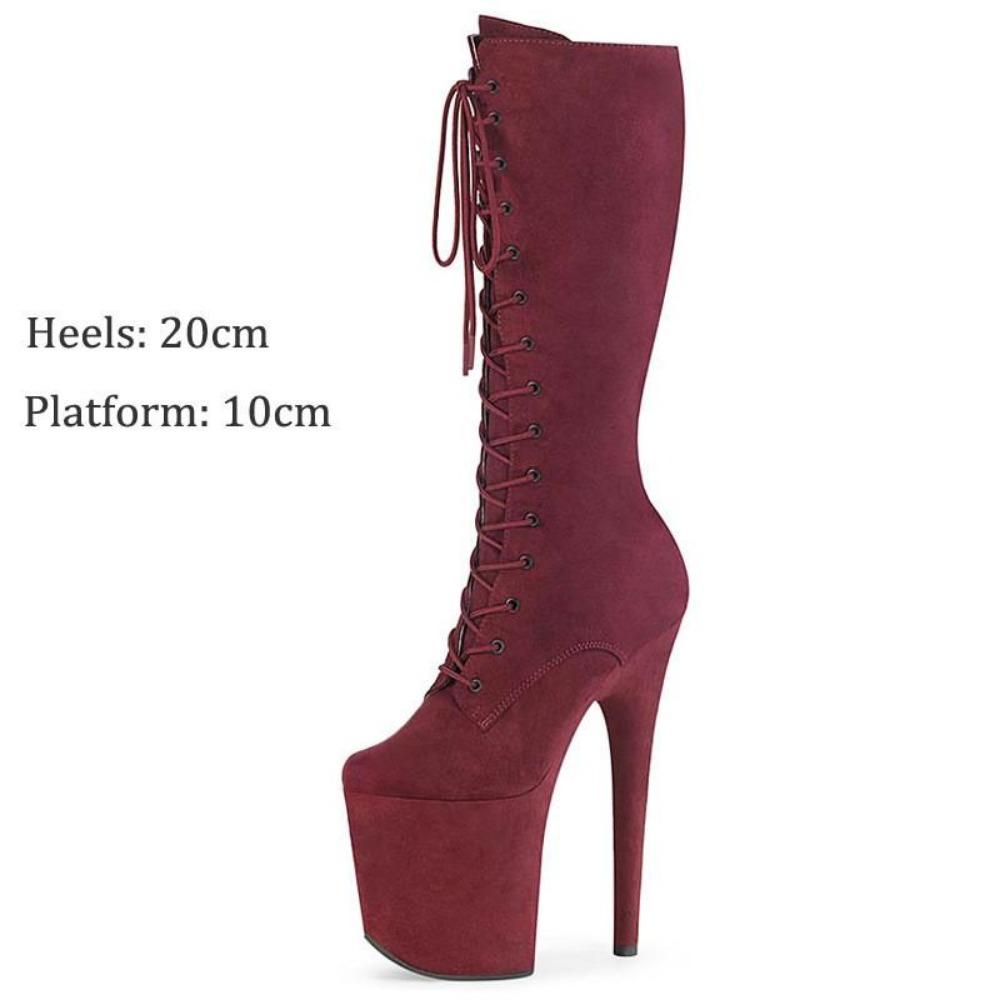 Женские сексуальные ботинки с круглым носком для танцев на пилоне на высоком каблуке для ночного клуба, модельные туфли на платформе, замшевые туфли для вечеринок