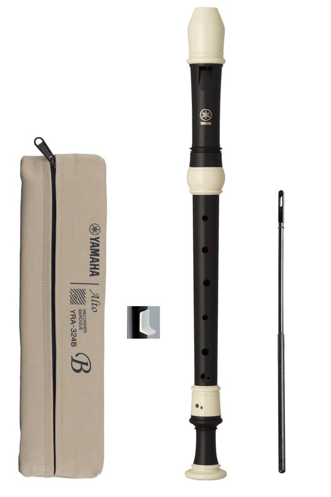 YAMAHA Alto Recorder Baroque Ebony Style Finger Cleaning Stick Recorder Cream Cloth Case Fingering Chart Made of ABS Resin YRA-324B
