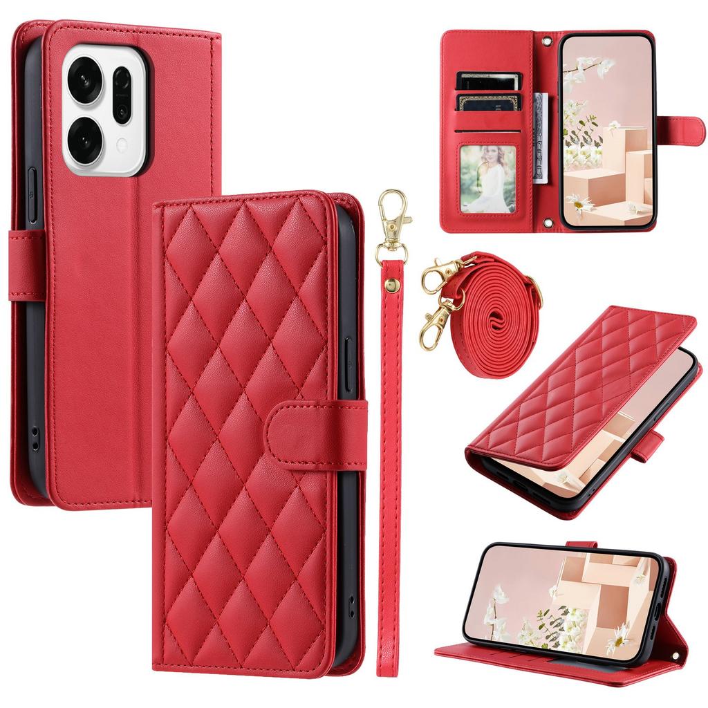 For Oppo Reno14 Pro 5G (Global) Case Wallet Rhombus Grid PU Leather Phone Cover