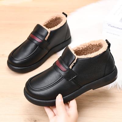 Зимняя новая модная обувь для снега бархатная утолщенная теплая обувь для мамы водонепроницаемая кожаная поверхность на одной педали мягкая подошва хлопковая обувь женская