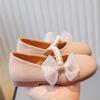 Girl Princess Leather Shoes Chic Versatile Soft Elegant Fashion Lace Bowknot Beading Kid Loafers Wedding Slip-on Mary Janes