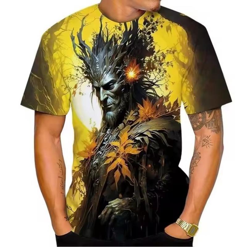 Новая мужская летняя модная футболка с изображением головы с 3D-принтом, интересный винтажный топ Harajuku с круглым вырезом и короткими рукавами размера плюс