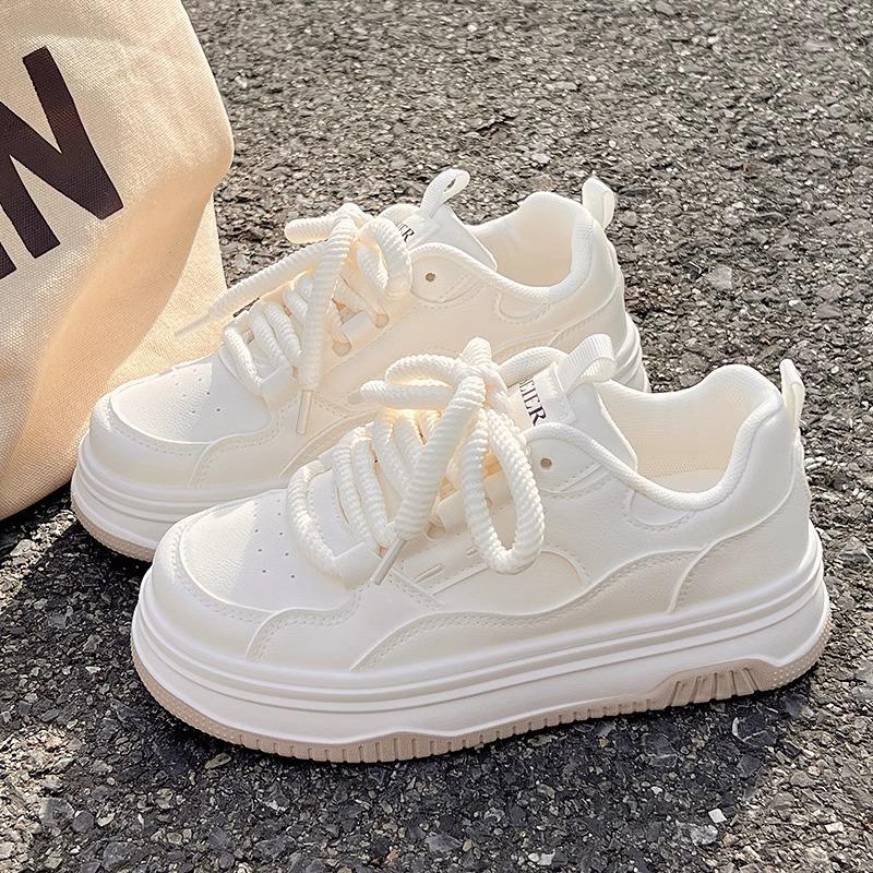 Маленькие белые туфли женские молочные фуфу с юбкой женские туфли 2025 новая осень универсальные шикарные туфли кроссовки на платформе