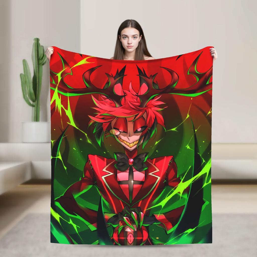 Vox Alastor Hazbin Hotels Blanket Super Soft Graphic Plush Throw Blanket For Girls Boys Living Room Flannel Bedspread Bed Cover