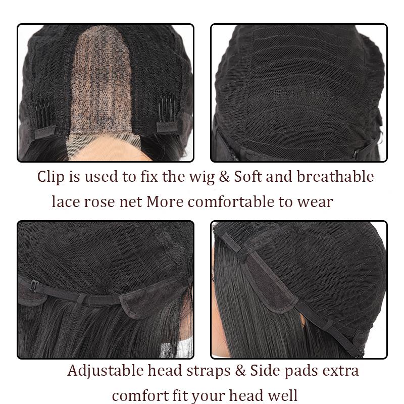 Длинный прямой парик в кружевном стиле, длинный прямой парик, парик из термостойкого волокна, женский парик, простой и удобный