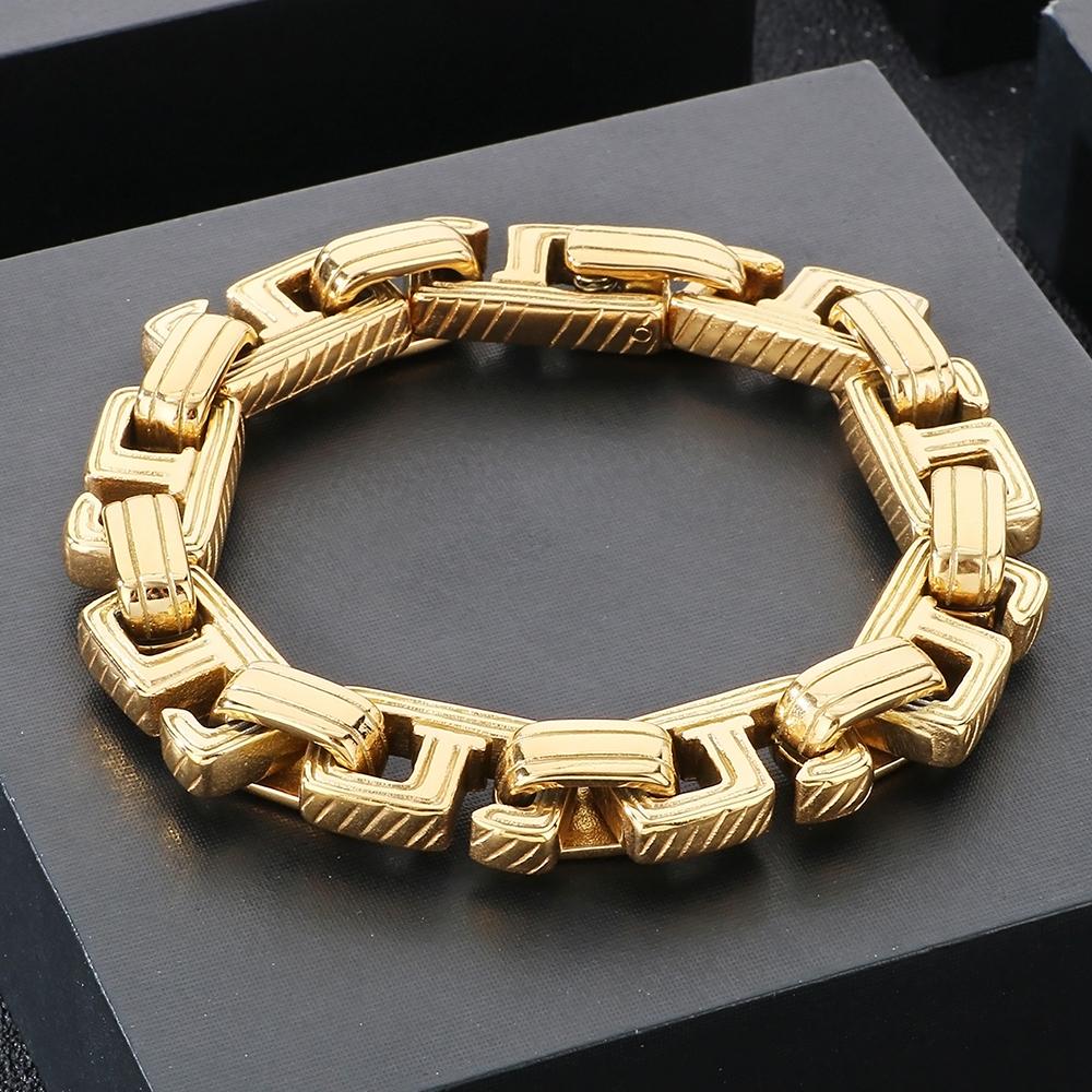 Винтажный мужской браслет из нержавеющей стали для мужчин, крутой, ширина 12 мм, открытые звенья цепи, браслеты мужские, длина 21,5 см