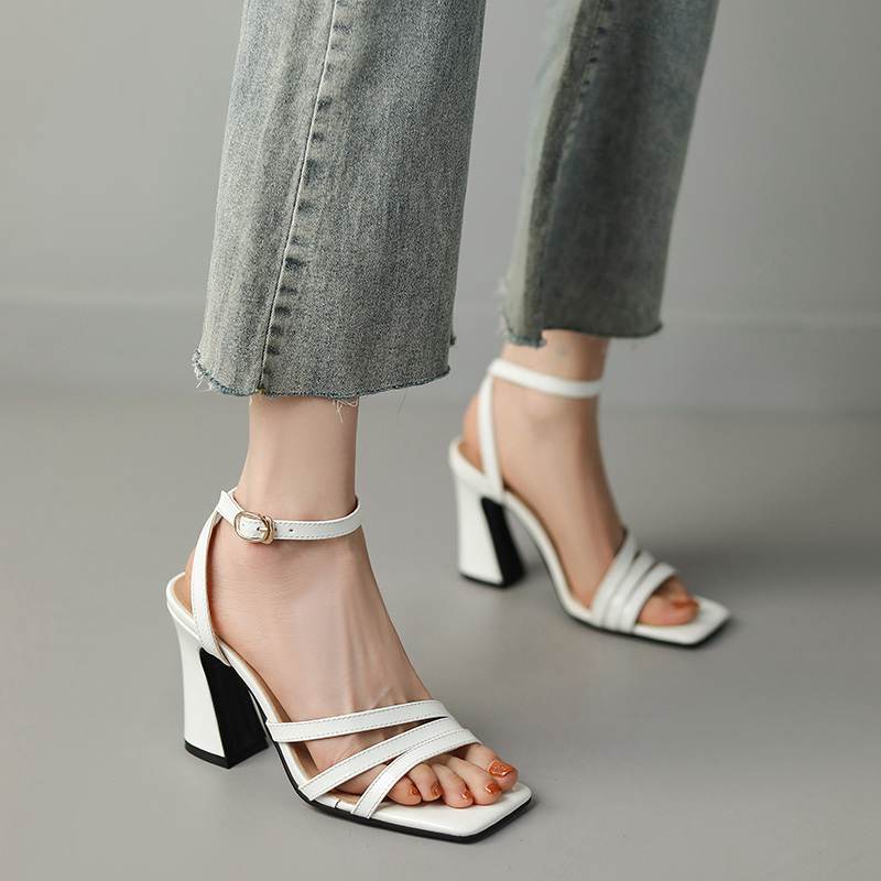 Krazing Pot Летняя обувь на очень высоком каблуке из искусственной кожи с открытым носком, современные модные женские сандалии с ремешками на щиколотке