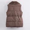 Women's Down Cotton Vest Autumn and Winter Style Padded Thermal Vest Long and Versatile Solid Color Shoulders