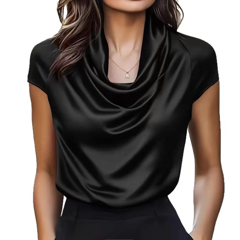 New, swinging collar pendant short-sleeved top casual versatile shirt women