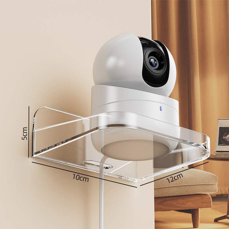 Wall-Mounted No-Drill Camera Storage Shelf for Phones and Monitoring