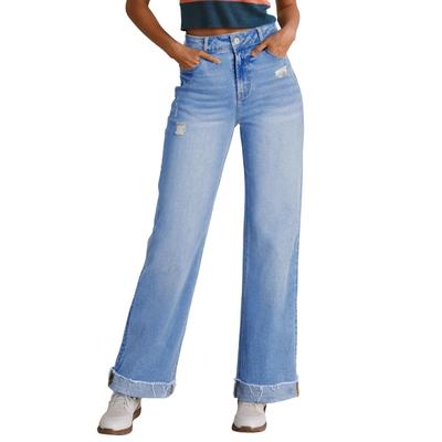 Женские ретро джинсы прямого кроя с высокой посадкой