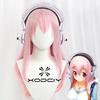 Супер Сонико Supersonico 60 см Длина Розовый Омбре Волосы Термостойкий Косплей Костюм Парик + Игрушечная гарнитура Наушники Реквизит
