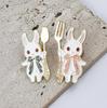 Personalized Cartoon Rabbit Fork Brooch - Cute Animal Metal Badge for Clothing Accessories