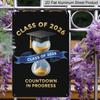 2D Flat, 1pc "Class of 2026 Countdown in Progress" Aluminium Sign - 8"x12" Gold & Blue Graduation Decor, Hourglass & Grad Cap Wall Art, Perfect for