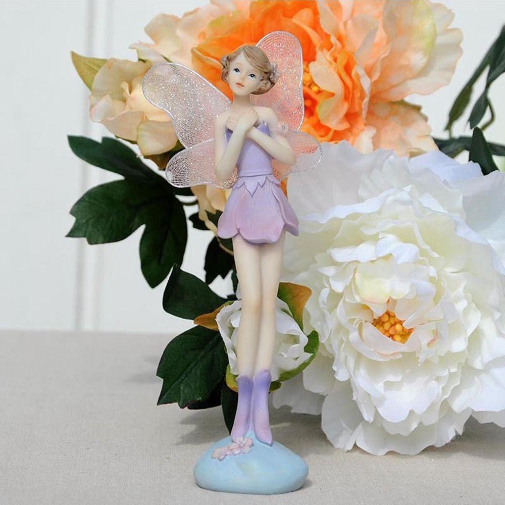 Purple Fairy Girl Miniature Winged Angel Flying Miniature Gift Flower Fairy Figurine  Desktop