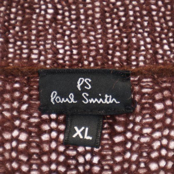 Paul Smith Мохер Смесь Длинный рукав V-образный вырез Вязаный XL Коричневый Мужской Б/У