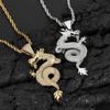 Hip Hop New Twelve Zodiac Dragon Pendant Chinese Style Personality Retro Gold Plated Full Zircon Pendant Men's and Women's Sweater Chains