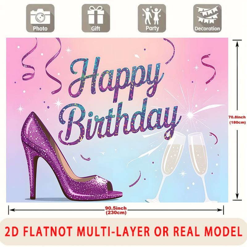 Party Backdrop Birthday Purple Photo Booth Background Front Door Decor