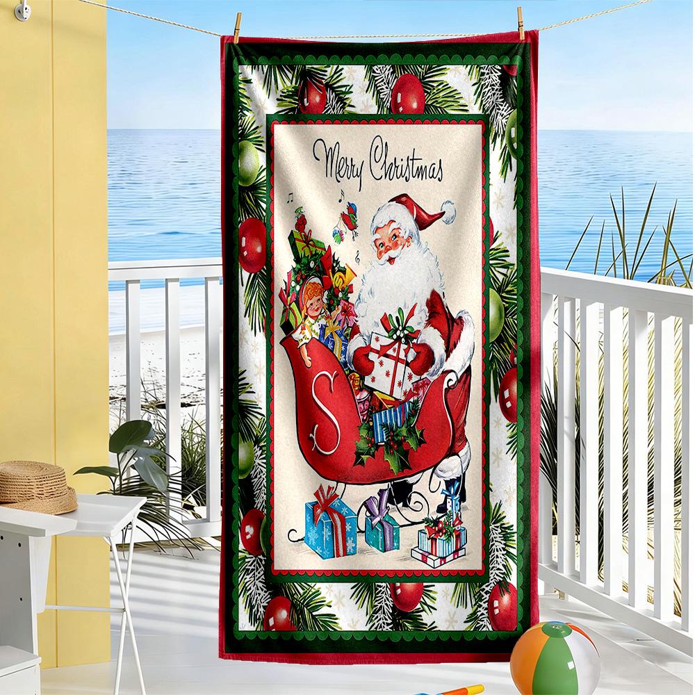 Christmas Beach Towel High Absorbency & Quick-Dry Comfortable Lightweight Portable for Swimming,Beach,Camping, Travel, Beach Accessories,Gym