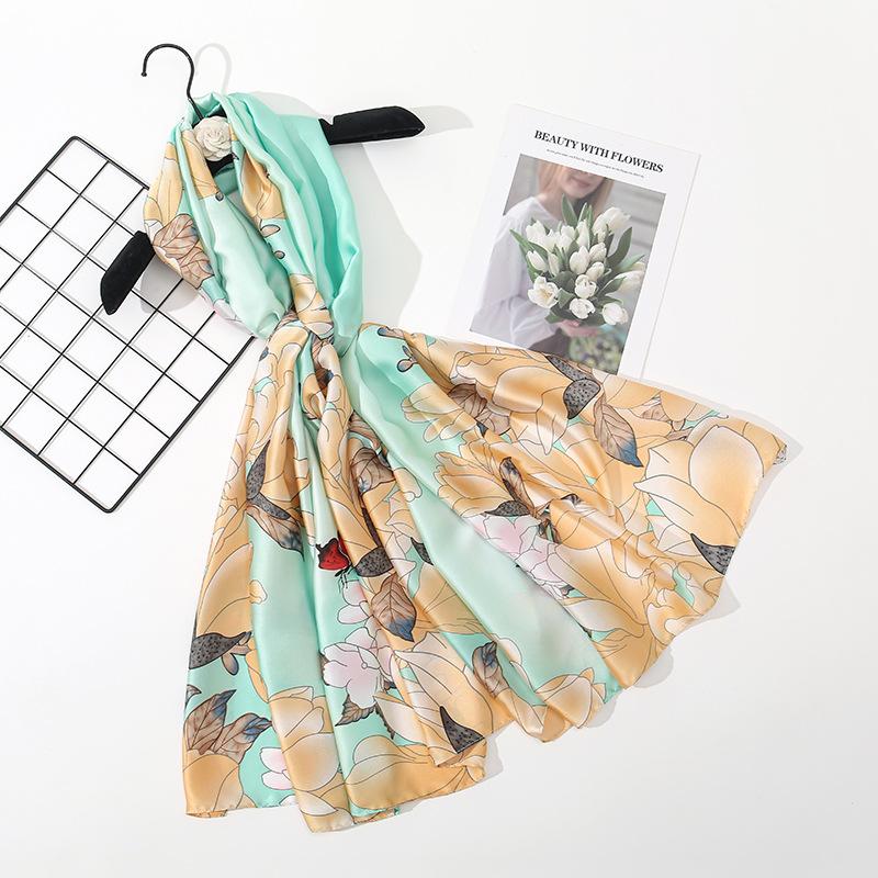 Бабочка цветочный имитация шелка длинный шелковый шарф универсальный темперамент верхняя одежда шаль женский