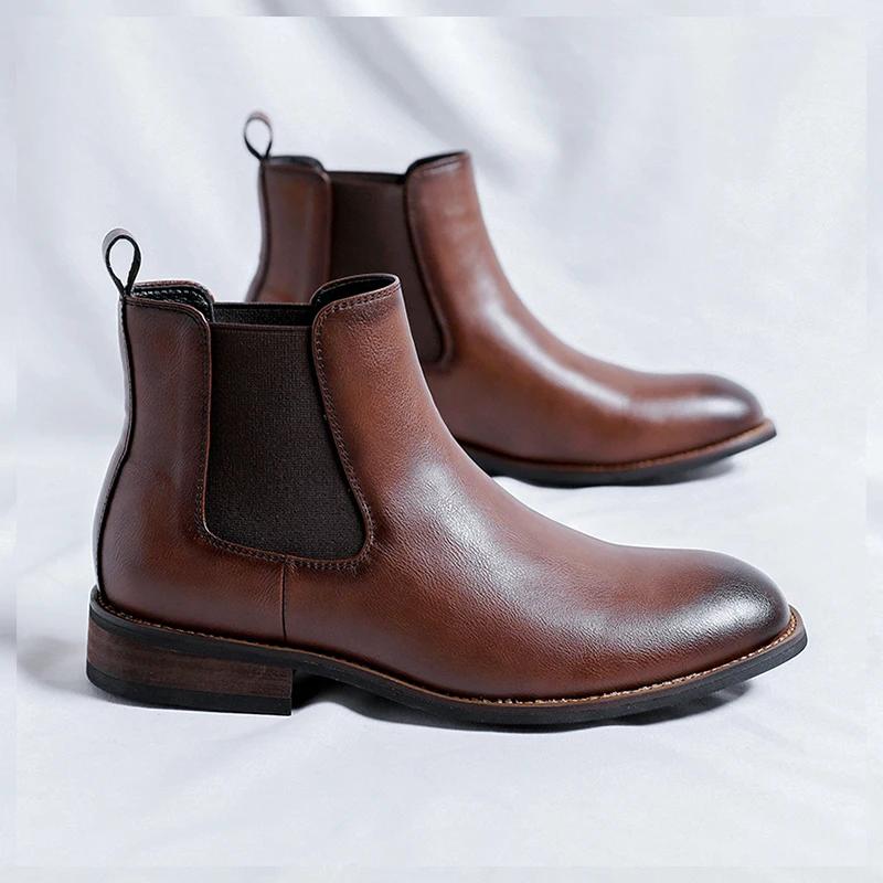 Классические ботинки челси, мужские повседневные кожаные ботинки с острым носком, 2024, брендовые удобные модные ботинки для отдыха на плоской подошве, дизайнерская обувь