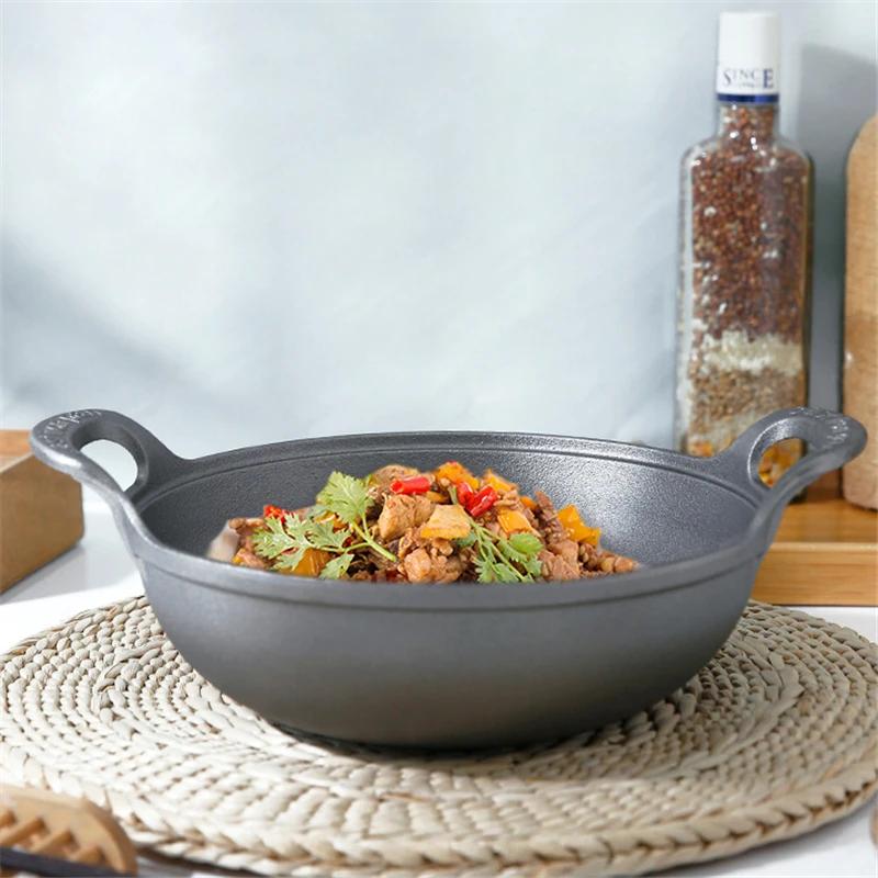 Чугунок старого образца Без покрытия Фритюрница Кастрюля для тушения Сковорода Сковорода с антипригарным покрытием С плоским дном Индукционная плита газовая универсальная Котел вок сковорода