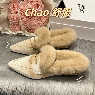 Меховые женские туфли на плоской подошве из хлопка с острым носком, замшевые теплые туфли, дизайнерские зимние ботинки, короткие плюшевые прогулочные сексуальные женские туфли
