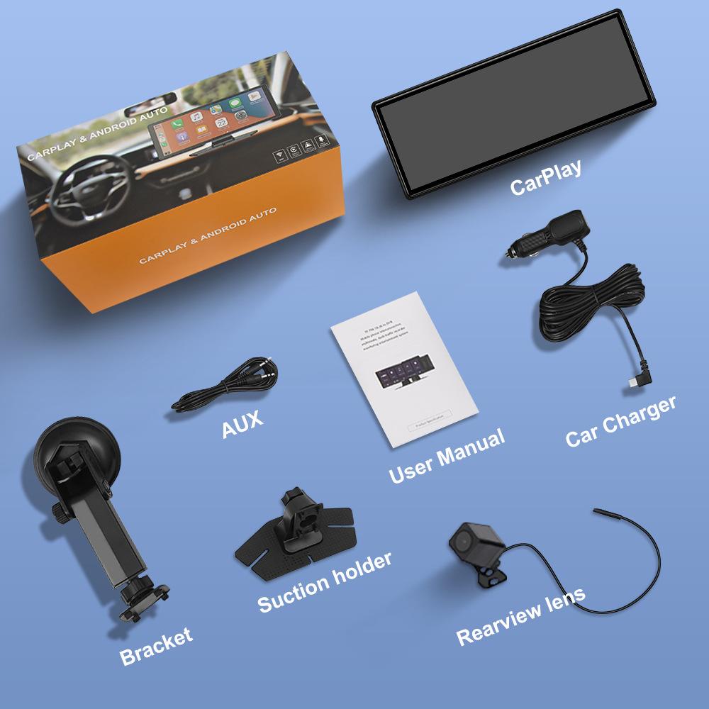 4K HD 10,26 "беспроводной автомобильный навигатор Carplay с двойной записью, видеорегистратор высокой четкости