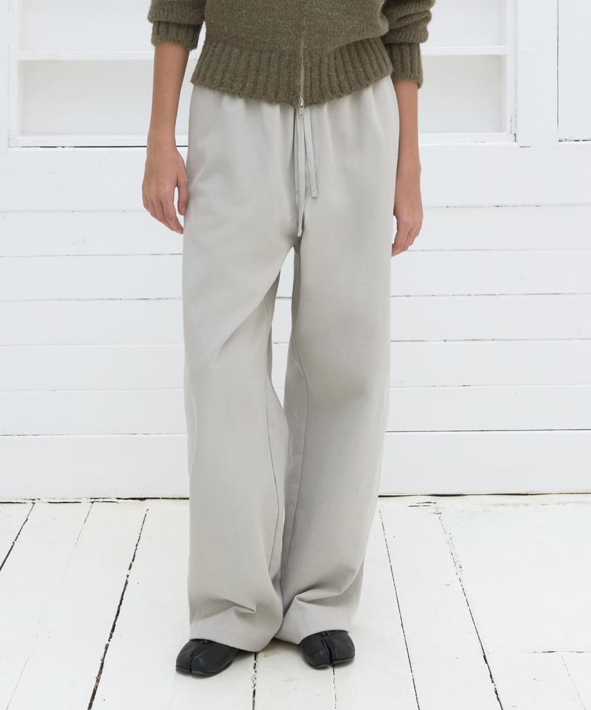 POSZER Cotton Wide Elastic Waist Pants (Light Gray)