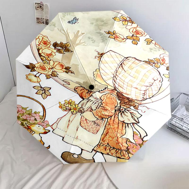 1 PC Automatic Folding Umbrella - Sarakey Pattern Portable Foldable Design With 8 Ribs Christmas Birthday Gifts