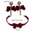 Red Bow Choker Zinc Zinc Alloy Velvet Collar Necklaces Elegant Bowknot Earrings  New Year