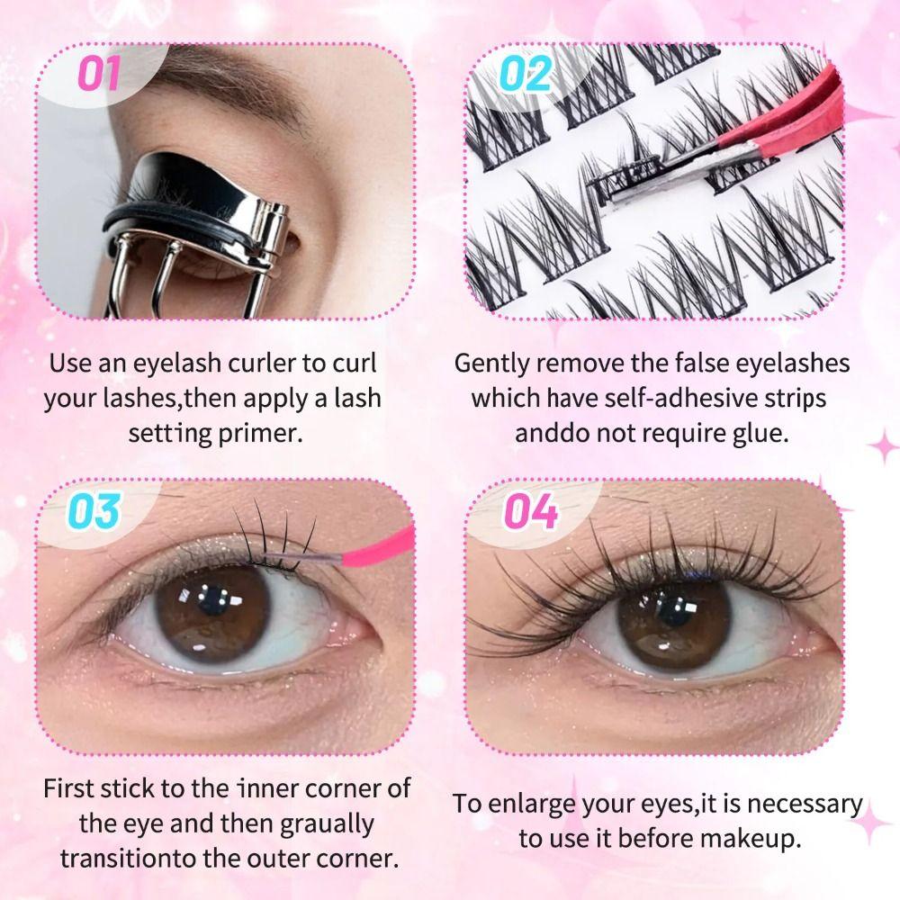 24 Rows 8-13mm Length False Eyelashes Easy to Wear DIY Lash Extension Kit Makeup Enhancement