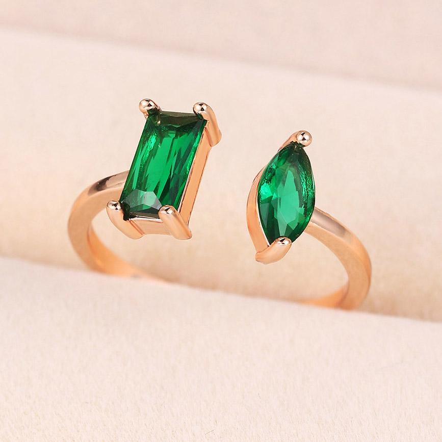 ZHOUYANG Open Rings For Women Simple Geometric Courful Zircon Rose Gold Color Adjustable Finge Daily Gift Fashion Jewelry R003